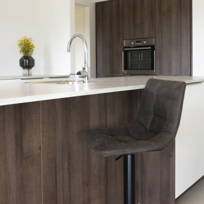 SVIN- Tabouret de bar pivotant 360° vintage gris (x2)