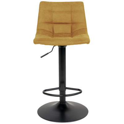 SVIN- Tabouret de bar pivotant 360° velours moutarde (x2)