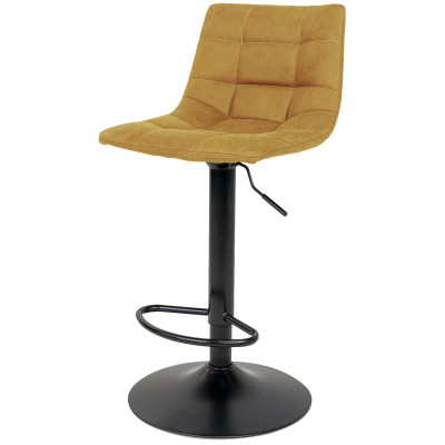 SVIN- Tabouret de bar pivotant 360° velours moutarde (x2)