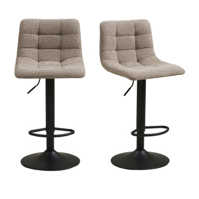 SVIN- Tabouret de bar pivotant 360° tissu taupe (x2)