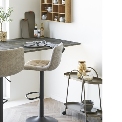 SVIN- Tabouret de bar pivotant 360° tissu taupe (x2)