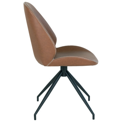 CARLA-Chaise pivotante à 360° en cuir synthétique marron (x2)