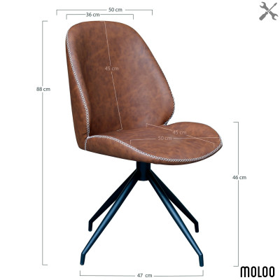 CARLA-Sedia girevole a 360° in similpelle marrone (x2)