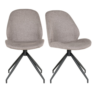 CARLA-Silla giratoria 360° en tela gris (x2)