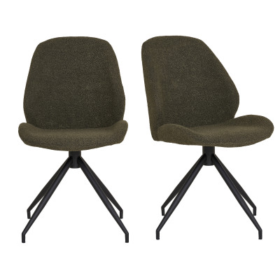 CARLA-Chaise pivotante à 360° en tissu vert (x2)