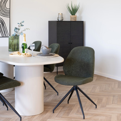 CARLA-Chaise pivotante à 360° en tissu vert (x2)