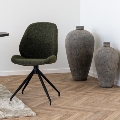 CARLA-Chaise pivotante à 360° en tissu vert (x2)