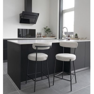 ERIN-Taburete de bar de tejido bouclé crudo