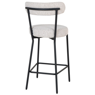 ERIN-Barhocker aus ecrufarbenem Bouclé-Stoff