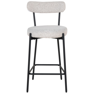 ERIN-Barhocker aus ecrufarbenem Bouclé-Stoff