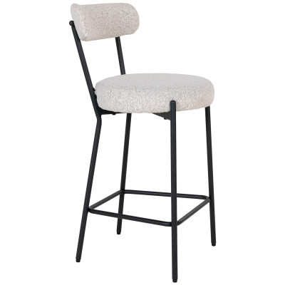 ERIN-Chaise de bar en tissu bouclé écru