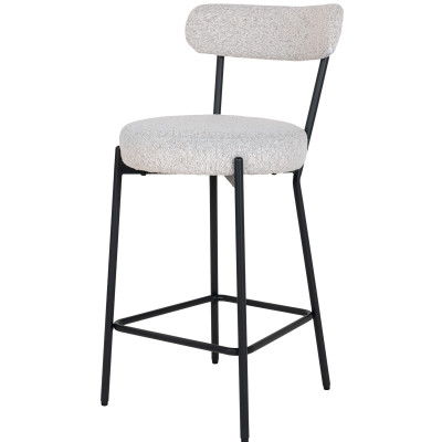 ERIN-Barhocker aus ecrufarbenem Bouclé-Stoff