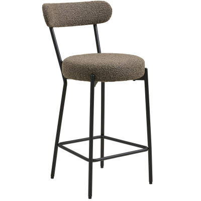 ERIN-Chaise de bar en tissu bouclé marron