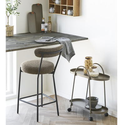 ERIN-Chaise de bar en tissu bouclé marron