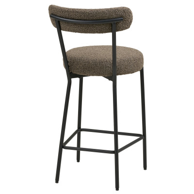 ERIN-Chaise de bar en tissu bouclé marron