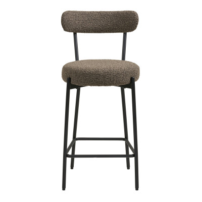 ERIN-Chaise de bar en tissu bouclé marron