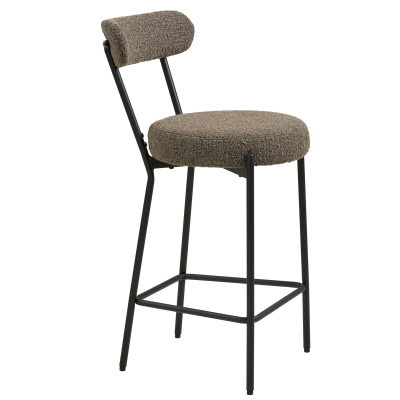 ERIN-Barhocker aus braunem Bouclé-Stoff