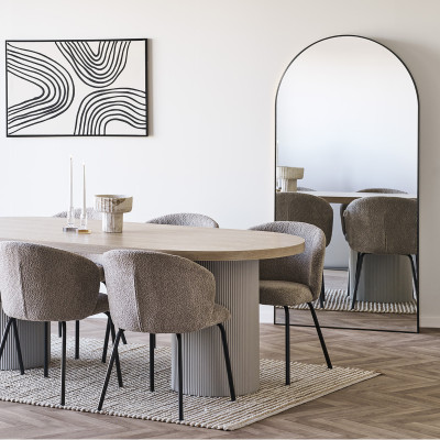 SOPHIE- Chaise en tissu bouclé beige (x2)