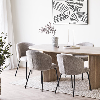 SOPHIE- Chaise en tissu bouclé beige (x2)