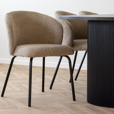 SOPHIE-Silla de tela bouclé beige (x2)