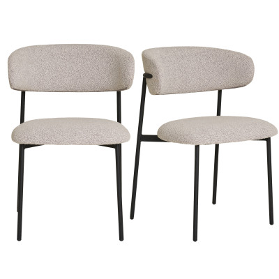 CARLA-Stuhl mit sandfarbenem Stoffbezug (x2)