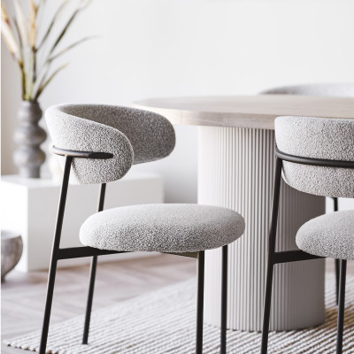 CARLA- Chaise en tissu texturé sable (x2)