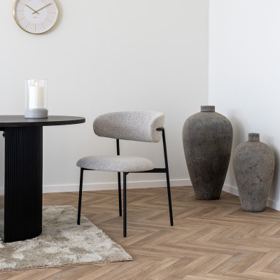 CARLA-Sedia in tessuto testurizzato sabbia (x2)