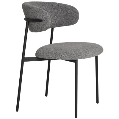 CARLA- Chaise en tissu texturé gris (x2)