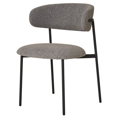 CARLA- Chaise en tissu texturé gris (x2)