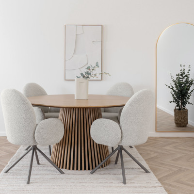 LYIV-Sedia da pranzo girevole a 360° in tessuto sabbia