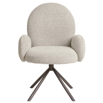 LYIV-Silla de comedor giratoria 360° en tela color arena