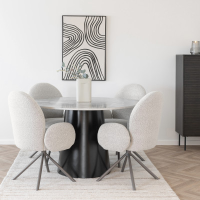 LYIV-Silla de comedor giratoria 360° en tela color arena