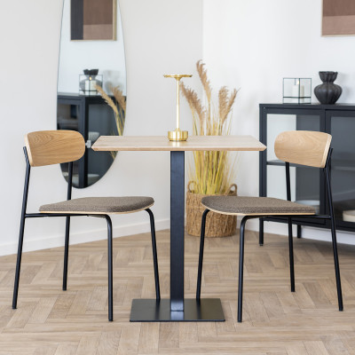 SKOOL-Silla en fresno macizo acero negro y tela color topo (x2)