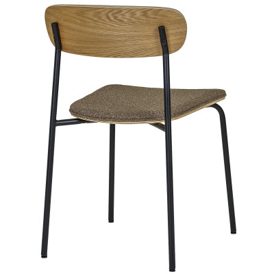 SKOOL-Silla en fresno macizo acero negro y tela color topo (x2)