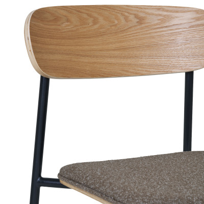 SKOOL-Chaise en frêne massif, acier noir et tissu taupe (x2)