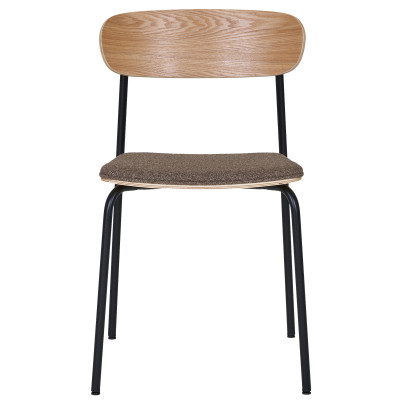 SKOOL-Chaise en frêne massif, acier noir et tissu taupe (x2)