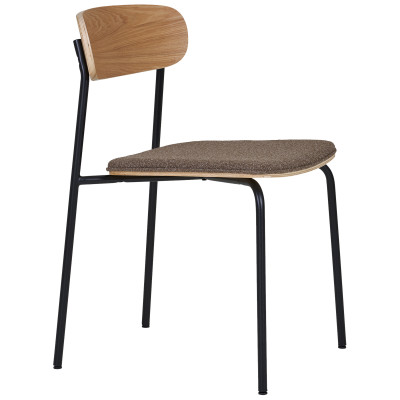 SKOOL-Silla en fresno macizo acero negro y tela color topo (x2)