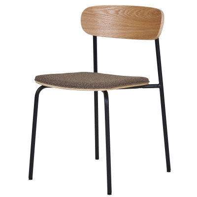 SKOOL-Silla en fresno macizo acero negro y tela color topo (x2)