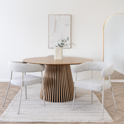 VITO-Fauteuil de table en tissu sable et acier beige (x2)