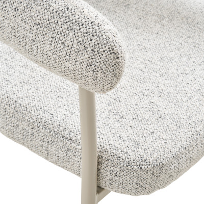 VITO-Silla de comedor en tela color arena y acero beige (x2)