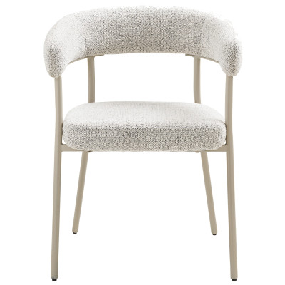 VITO-Silla de comedor en tela color arena y acero beige (x2)