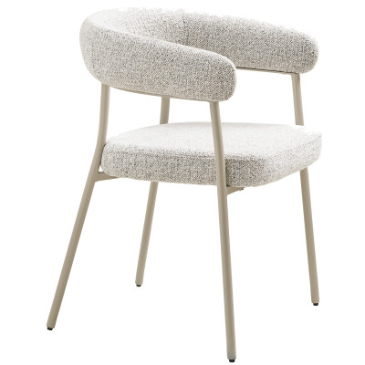 VITO-Fauteuil de table en tissu sable et acier beige (x2)