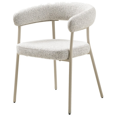 VITO-Silla de comedor en tela color arena y acero beige (x2)