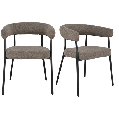 VITO-Fauteuil de table en tissu taupe et acier noir (x2)