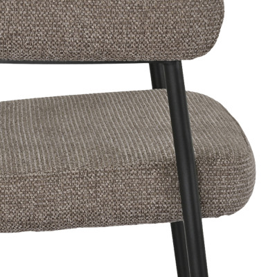 VITO-Fauteuil de table en tissu taupe et acier noir (x2)