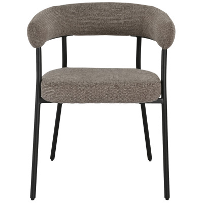 VITO-Fauteuil de table en tissu taupe et acier noir (x2)