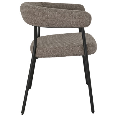 VITO-Fauteuil de table en tissu taupe et acier noir (x2)