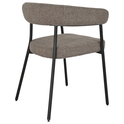 VITO-Fauteuil de table en tissu taupe et acier noir (x2)