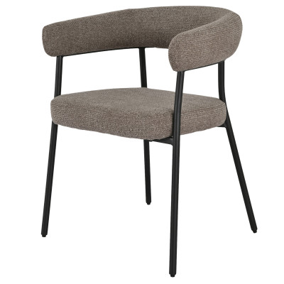 VITO-Fauteuil de table en tissu taupe et acier noir (x2)