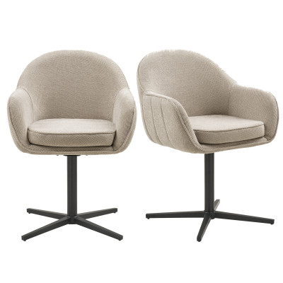 HIGS- Fauteuil de table pivotant en tissu taupe (x2)
